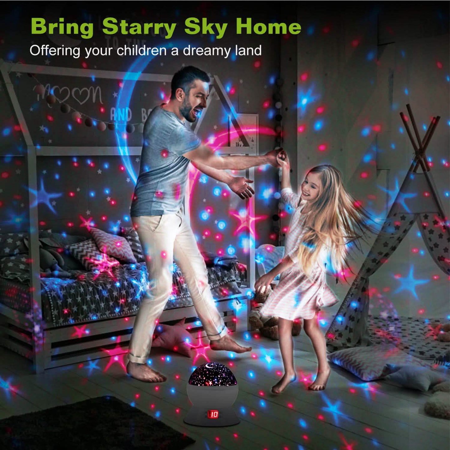 Star Moon LED Projector Lamp Kids Night Light
