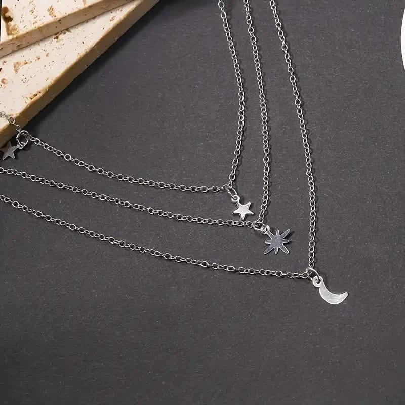 Star Moon Multi-layer Pendant Necklace