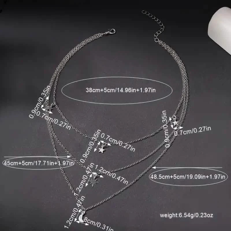 Star Moon Multi-layer Pendant Necklace