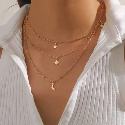 Star Moon Multi-layer Pendant Necklace