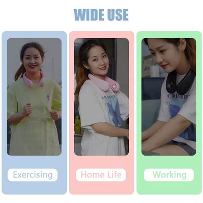 Staright Portable Hanging Neck Fan & Music Player Hands-Free Bladeless Fan