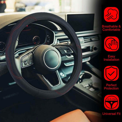 Steering Wheel Cover 14.5"- 15" Diameter Universal Fiber Leather