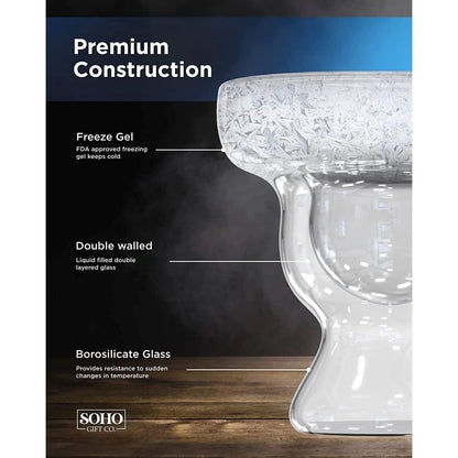 Stemless 12oz Double Wall Freezable Gel Chiller Cocktail Glass