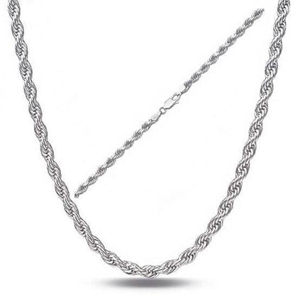 Sterling Silver 1.3mm Rope Twisted Link Chain Necklace
