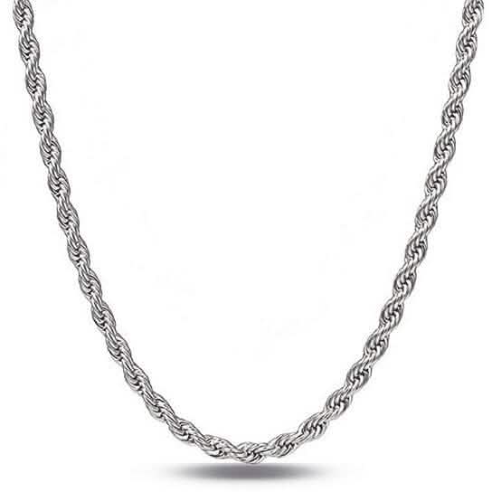 Sterling Silver 1.3mm Rope Twisted Link Chain Necklace