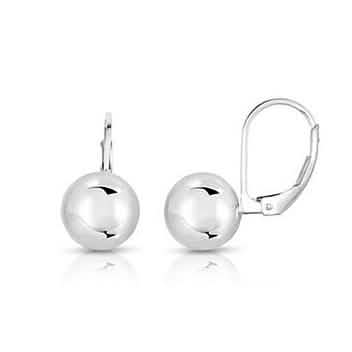 Sterling Silver 8mm Leverback Ball Earrings
