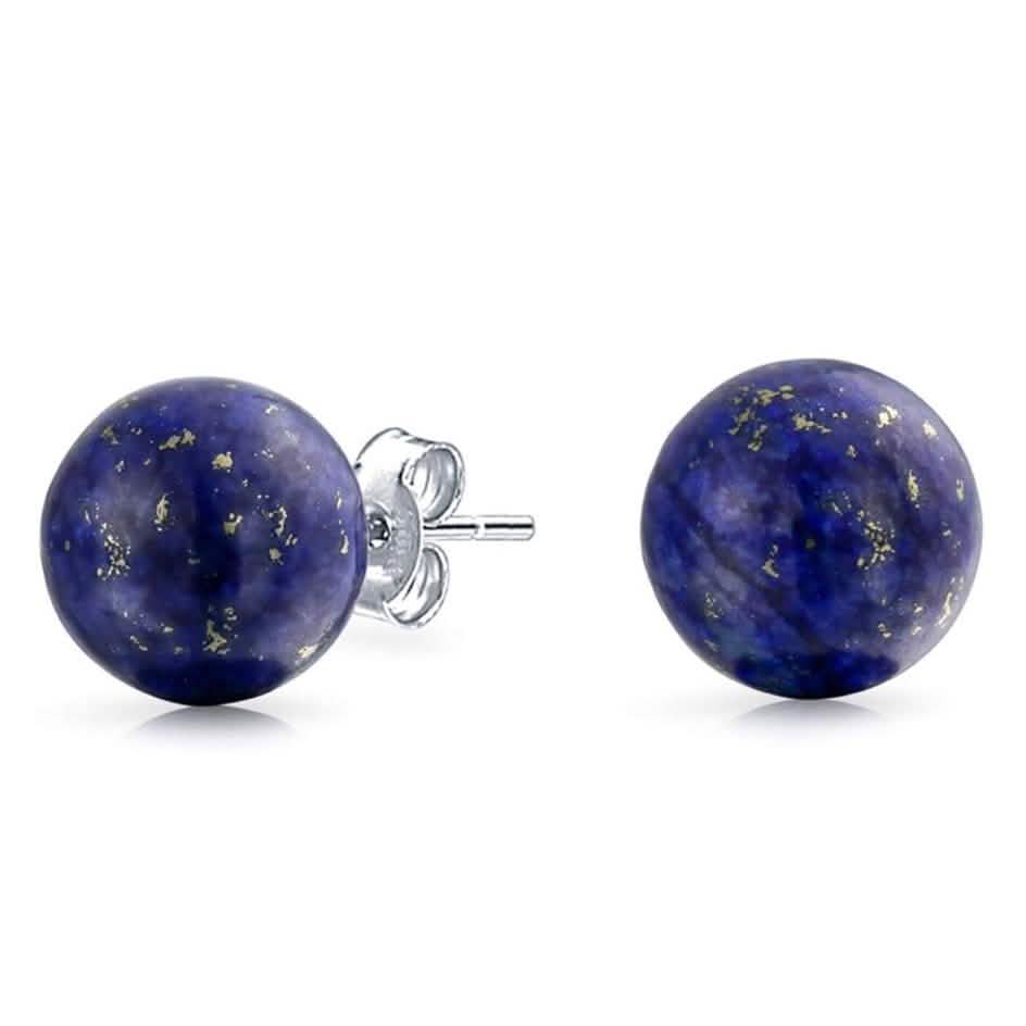 Sterling Silver Blue Lapis Ball Studs