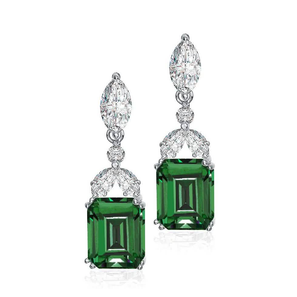 Sterling Silver Cubic Zirconia Lantern Earrings
