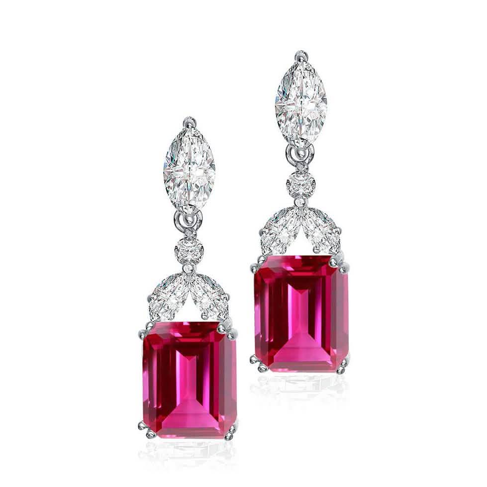 Sterling Silver Cubic Zirconia Lantern Earrings