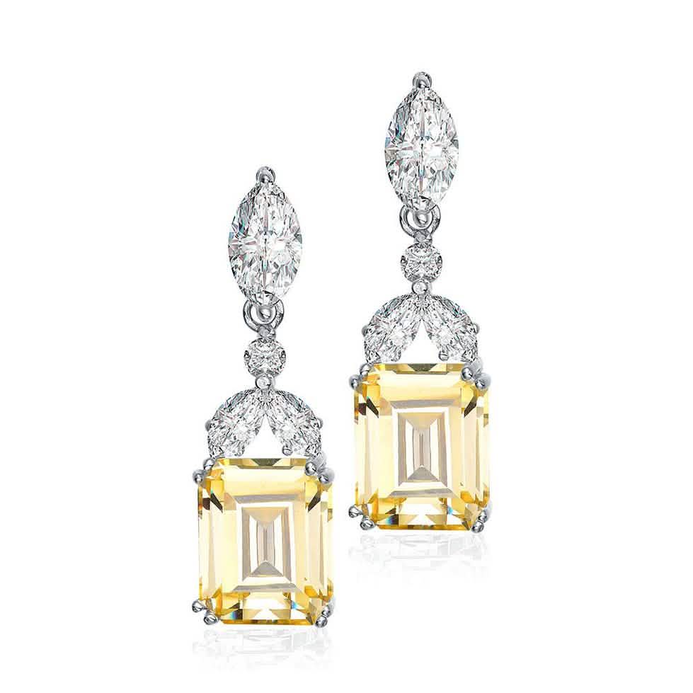 Sterling Silver Cubic Zirconia Lantern Earrings