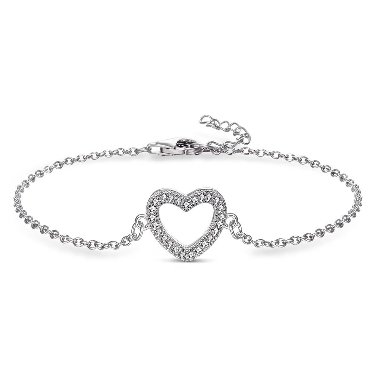 Sterling Silver CZ Heart Bracelet