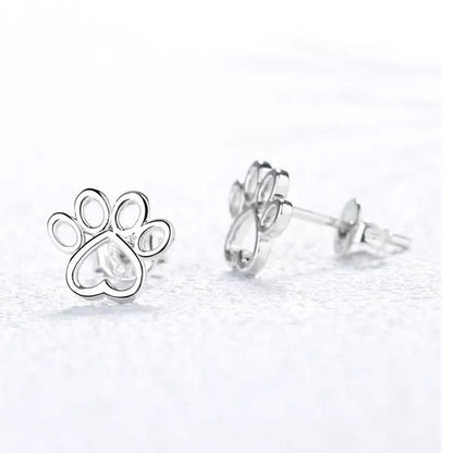Sterling Silver Paw Stud Earrings