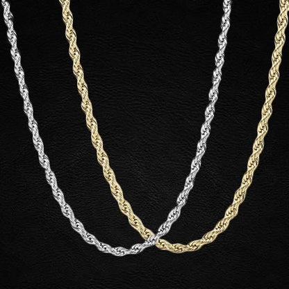 Sterling Silver Rope Twisted Link Chain Necklace