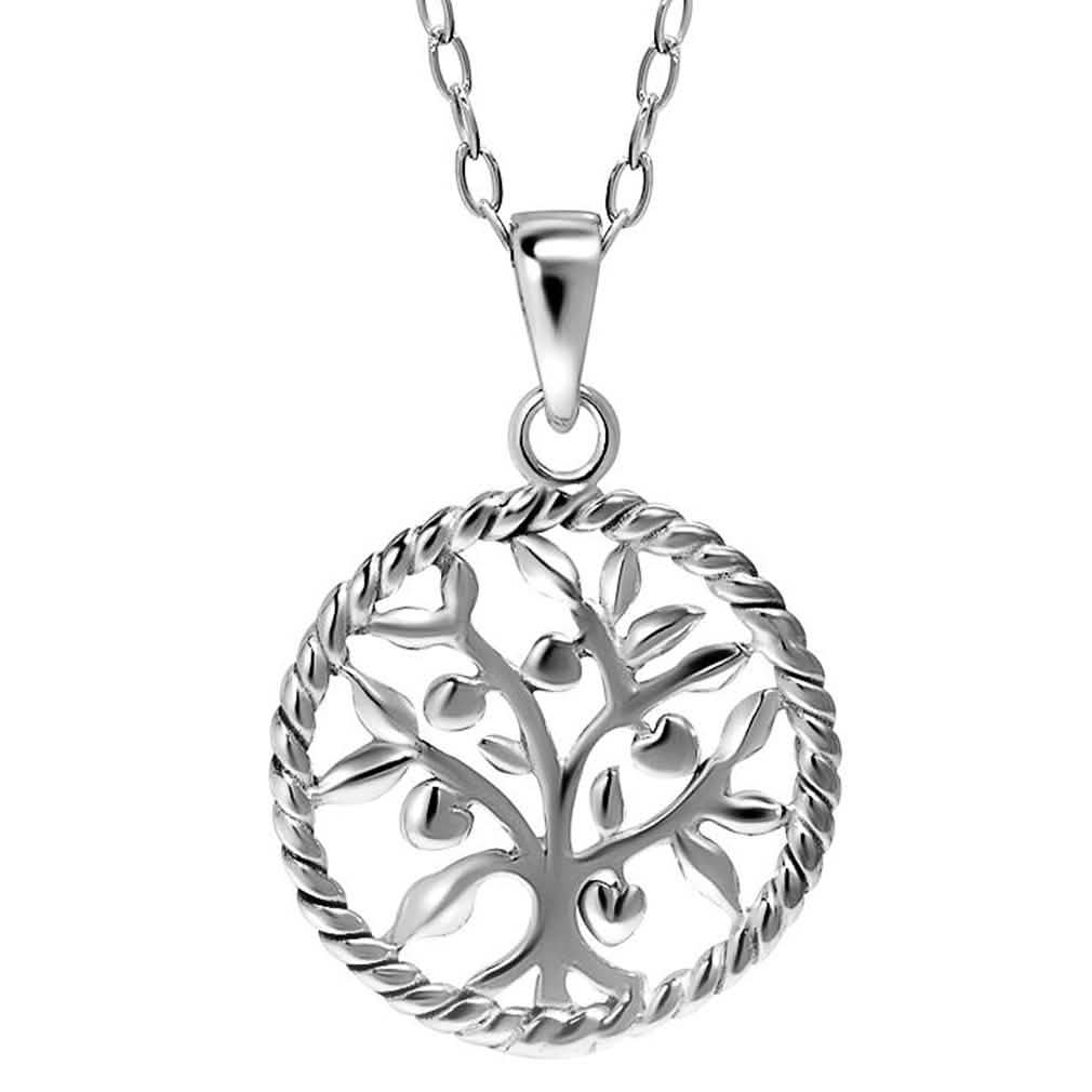 Sterling Silver Round Tree Of Life Necklace