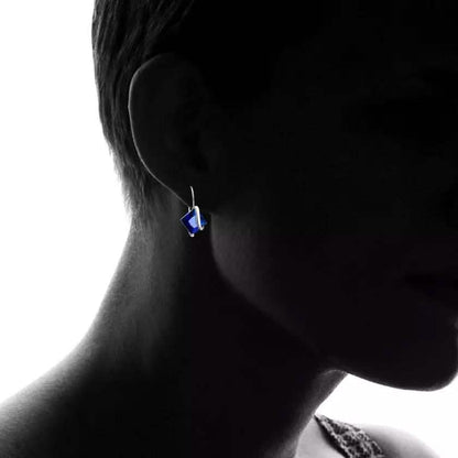 Sterling Silver Sapphire Diamond Cut Earring