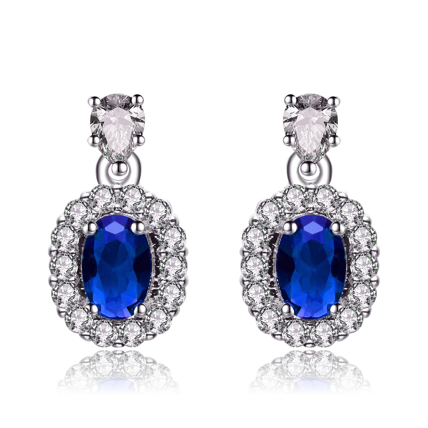 Sterling Silver Simulated Sapphire Earrings