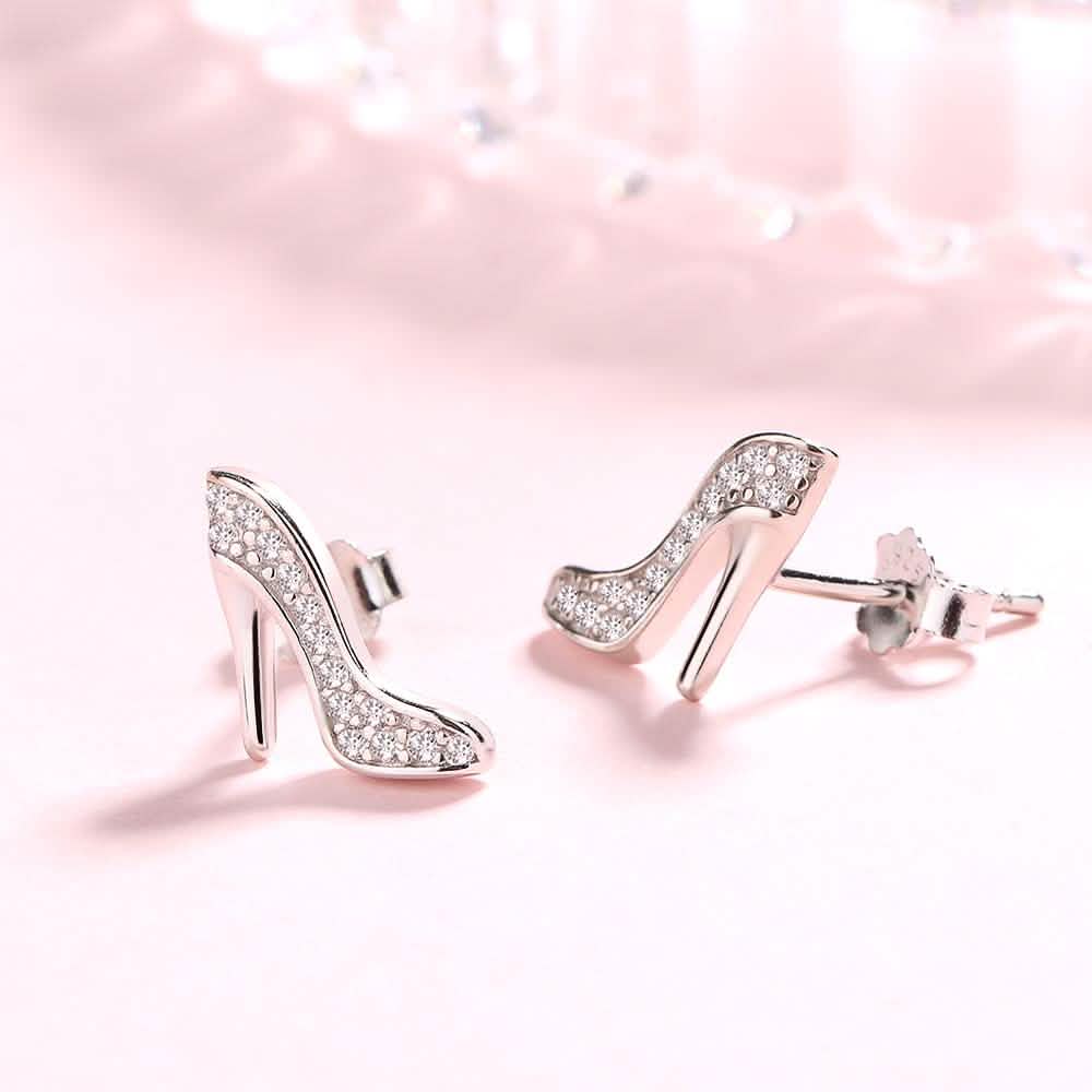 Sterling Silver Stiletto Stud Earrings With Swarovski Crystals