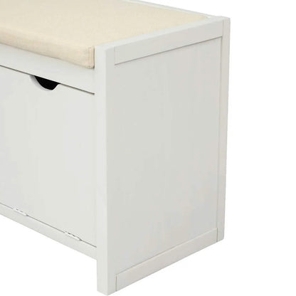Storage Bench with Removable Cushion and 3 Flip Lock Storage Cubbies