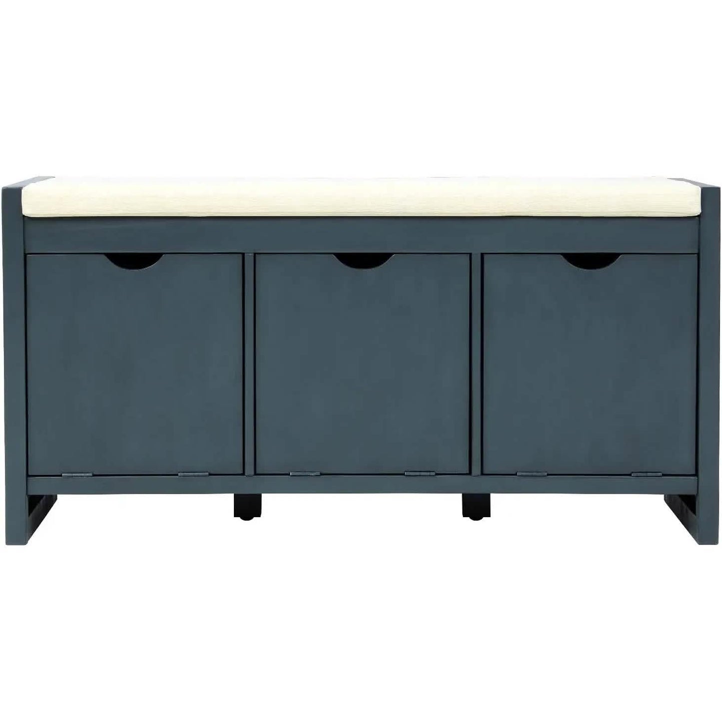 Storage Bench with Removable Cushion and 3 Flip Lock Storage Cubbies
