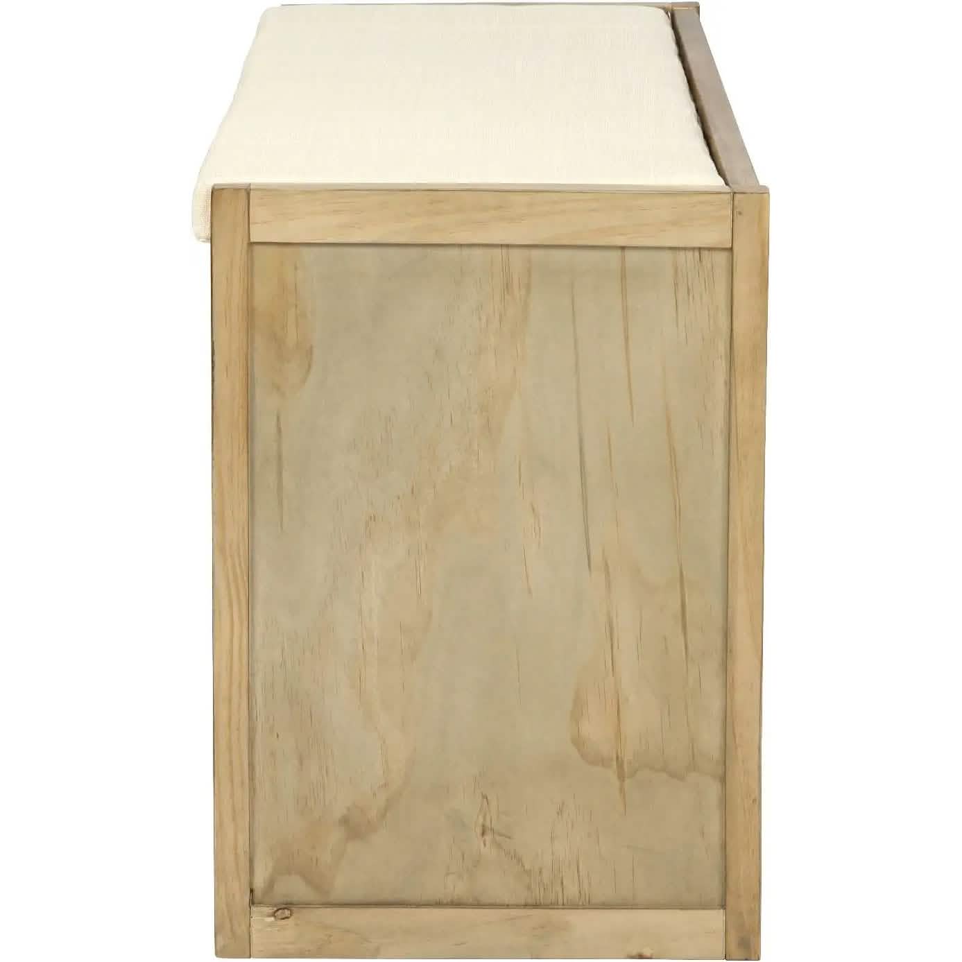 Storage Bench with Removable Cushion and 3 Flip Lock Storage Cubbies