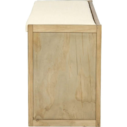 Storage Bench with Removable Cushion and 3 Flip Lock Storage Cubbies