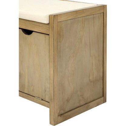 Storage Bench with Removable Cushion and 3 Flip Lock Storage Cubbies