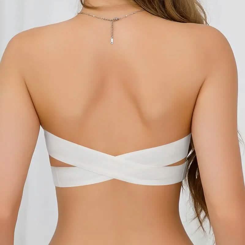 Strapless Nylon Knit Fabric Bandeau Bralette with Side Closure