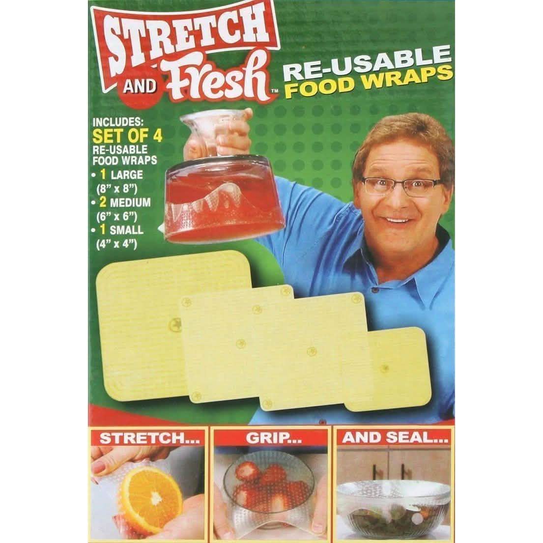 4-Pack: Stretch and Fresh Re-usable Food Wraps