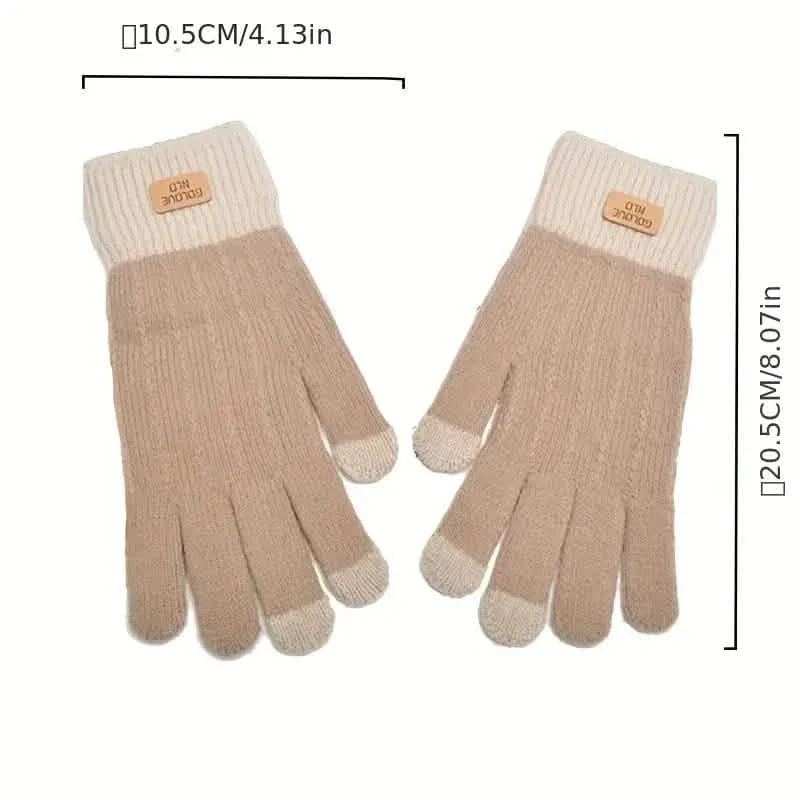 Stretch Knit Wool Full Finger Mittens