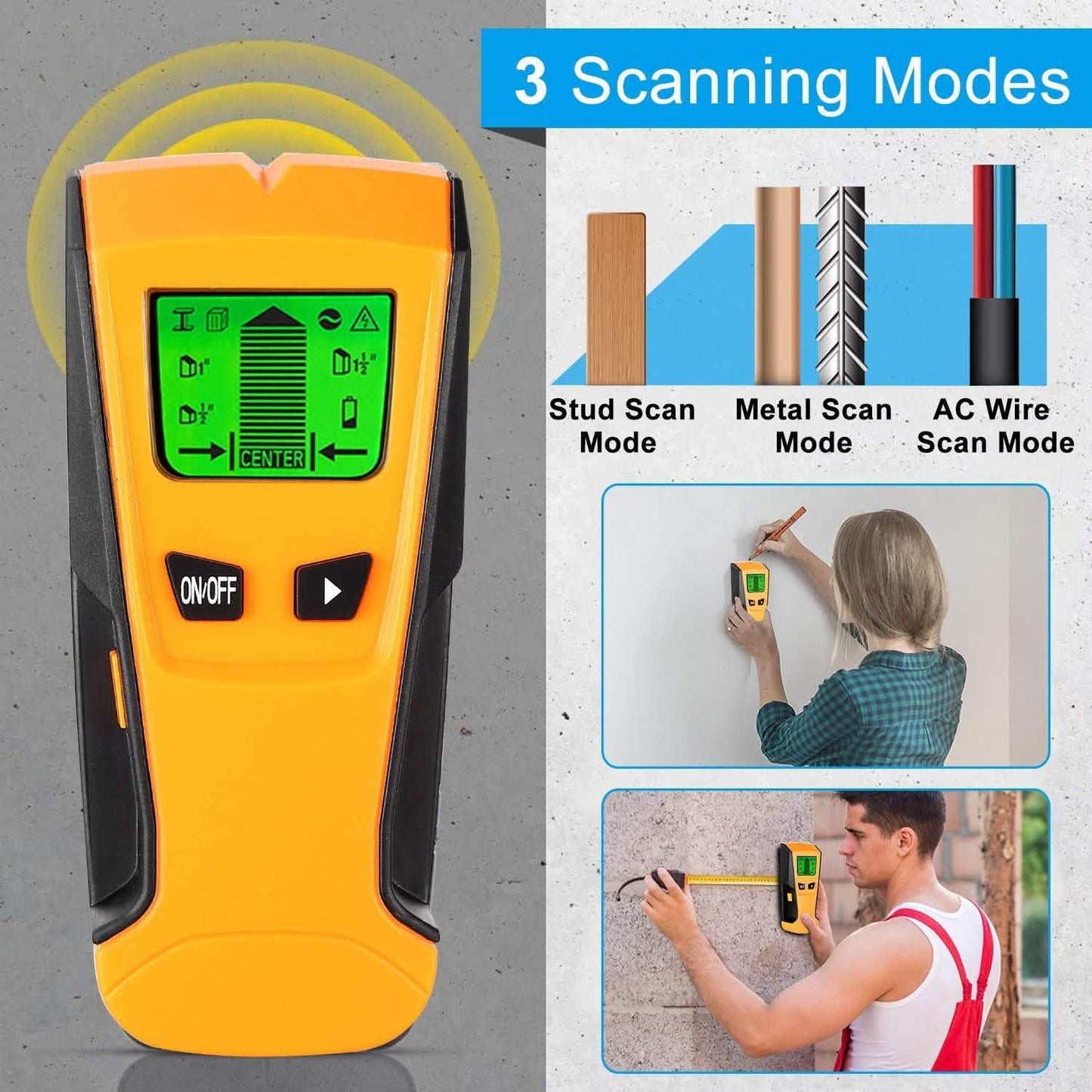 Stud Center Finder Wall Scanner AC Live Wire Detector with LCD Display