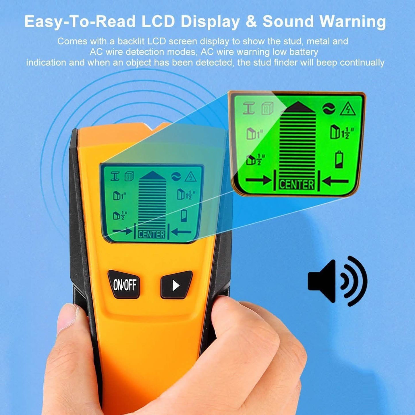 Stud Center Finder Wall Scanner AC Live Wire Detector with LCD Display