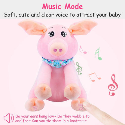 Stuffed Plush Pig Doll Pick-a-Boo Animated Toy