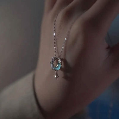 Stunning Moon and Star Birthstone Pendant Necklace