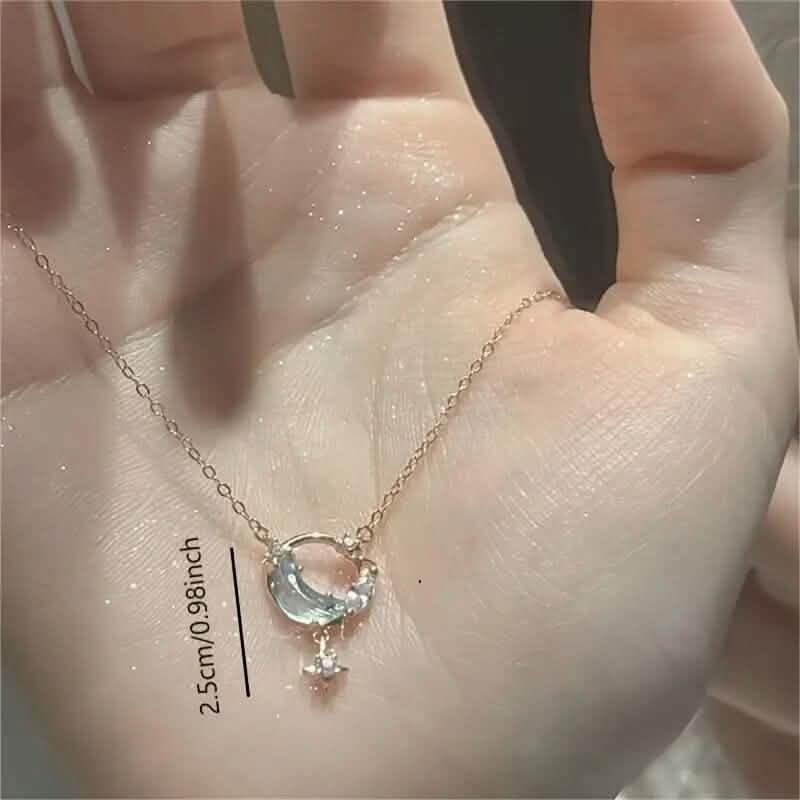 Stunning Moon and Star Birthstone Pendant Necklace