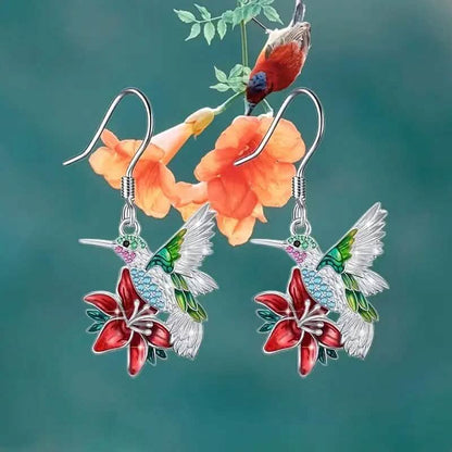 Stylish Hummingbird and Saffron Earrings