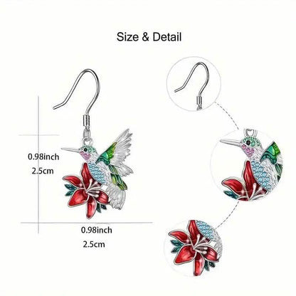 Stylish Hummingbird and Saffron Earrings