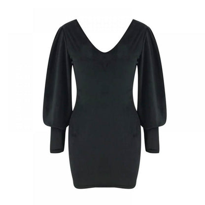 Summark Ladies Lace Long Sleeve Casual Slim Dress