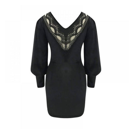 Summark Ladies Lace Long Sleeve Casual Slim Dress