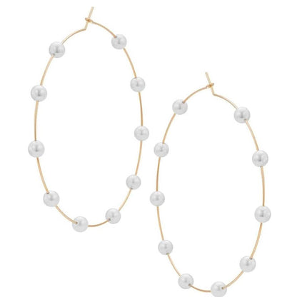 Super Huge Circle Pearls Earrings Thin Dangle