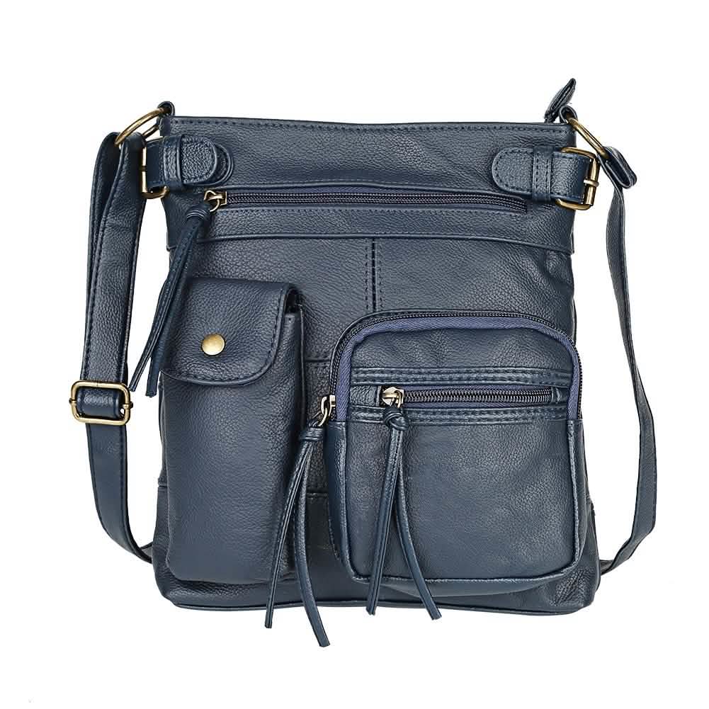 Super Soft Genuine Leather Top Belt Accent Crossbody Bag