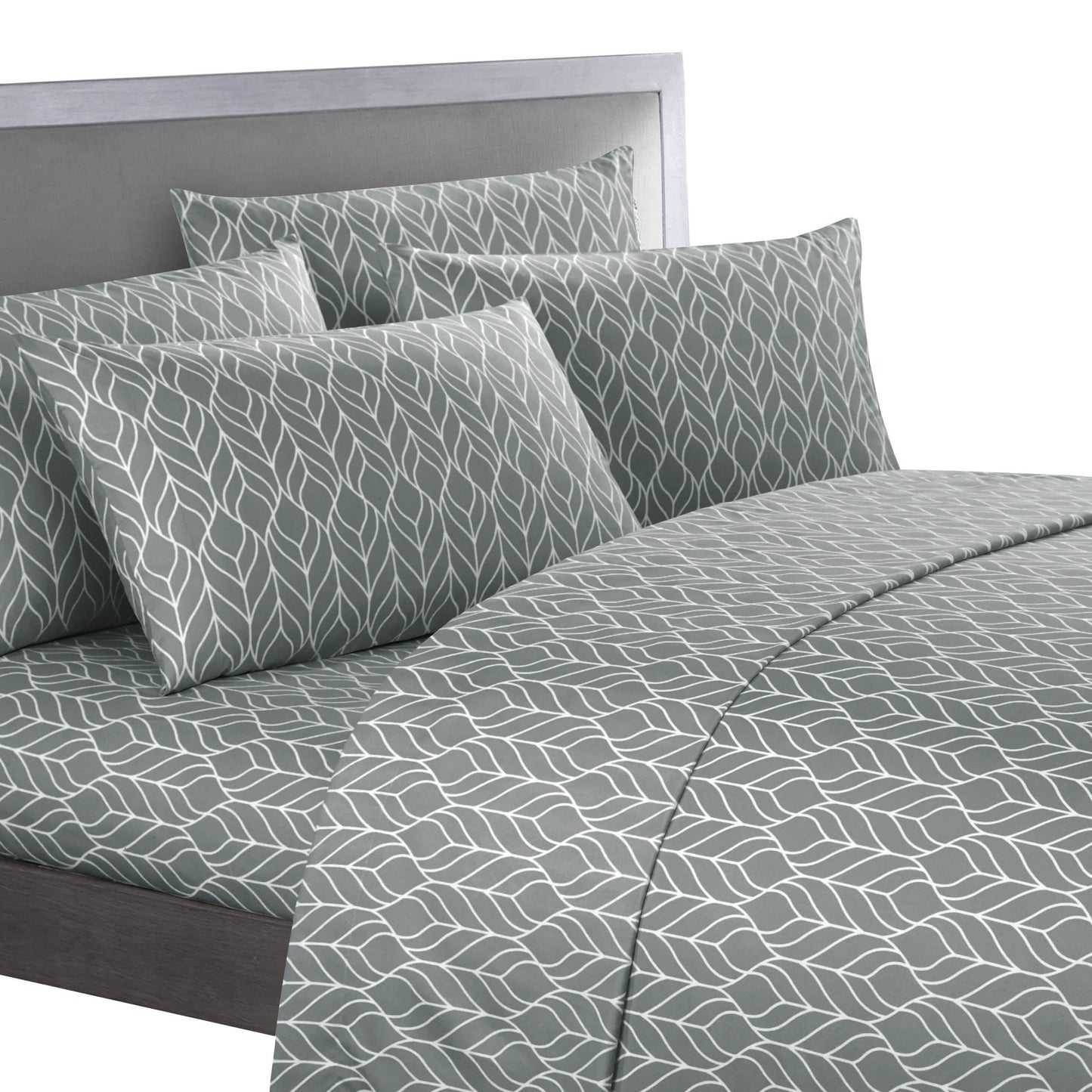 Super Soft Two-Tone Geometric Leaf Pattern Sheet Set