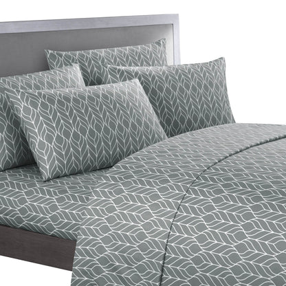 Super Soft Two-Tone Geometric Leaf Pattern Sheet Set