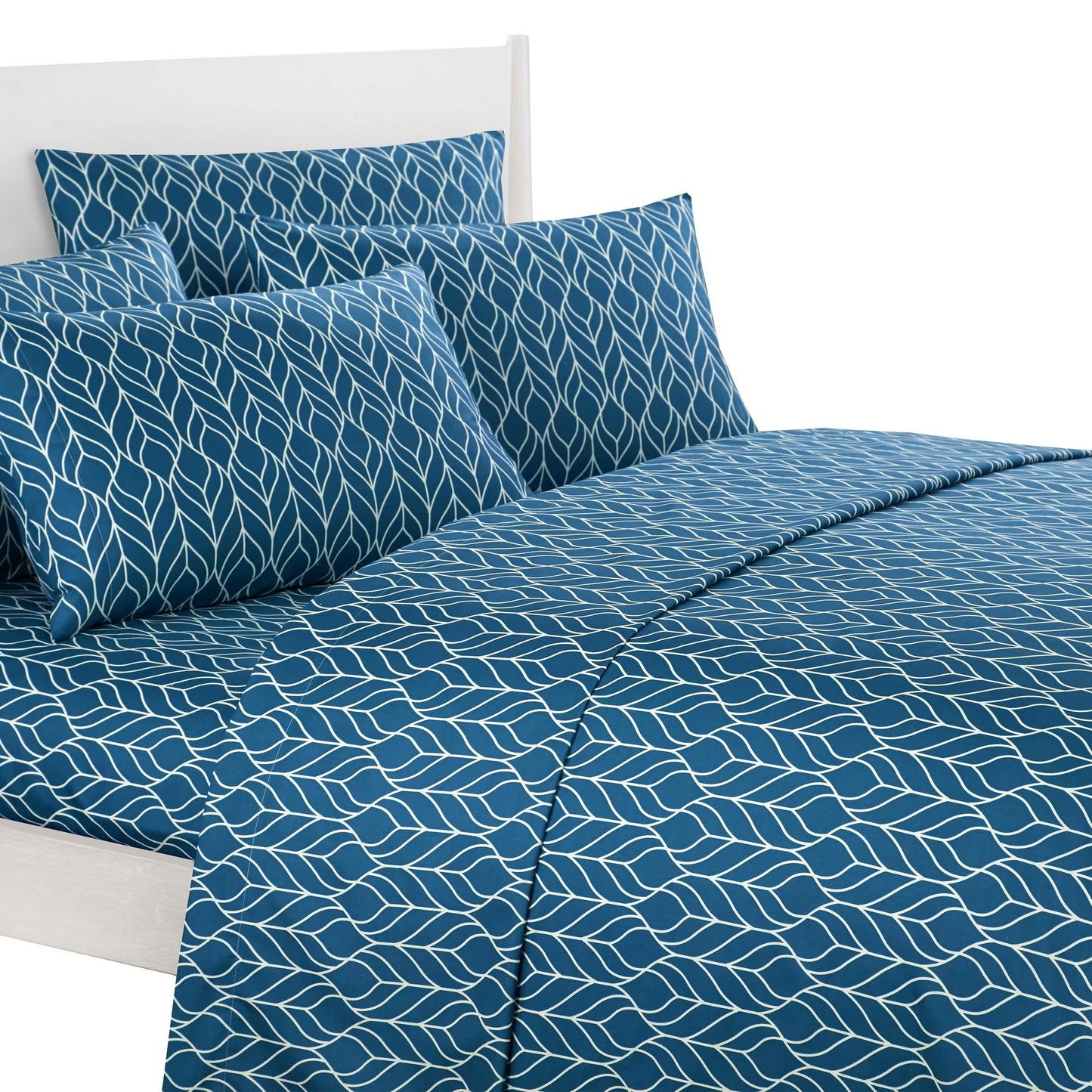 Super Soft Two-Tone Geometric Leaf Pattern Sheet Set
