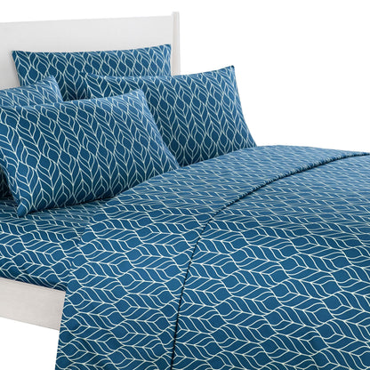 Super Soft Two-Tone Geometric Leaf Pattern Sheet Set