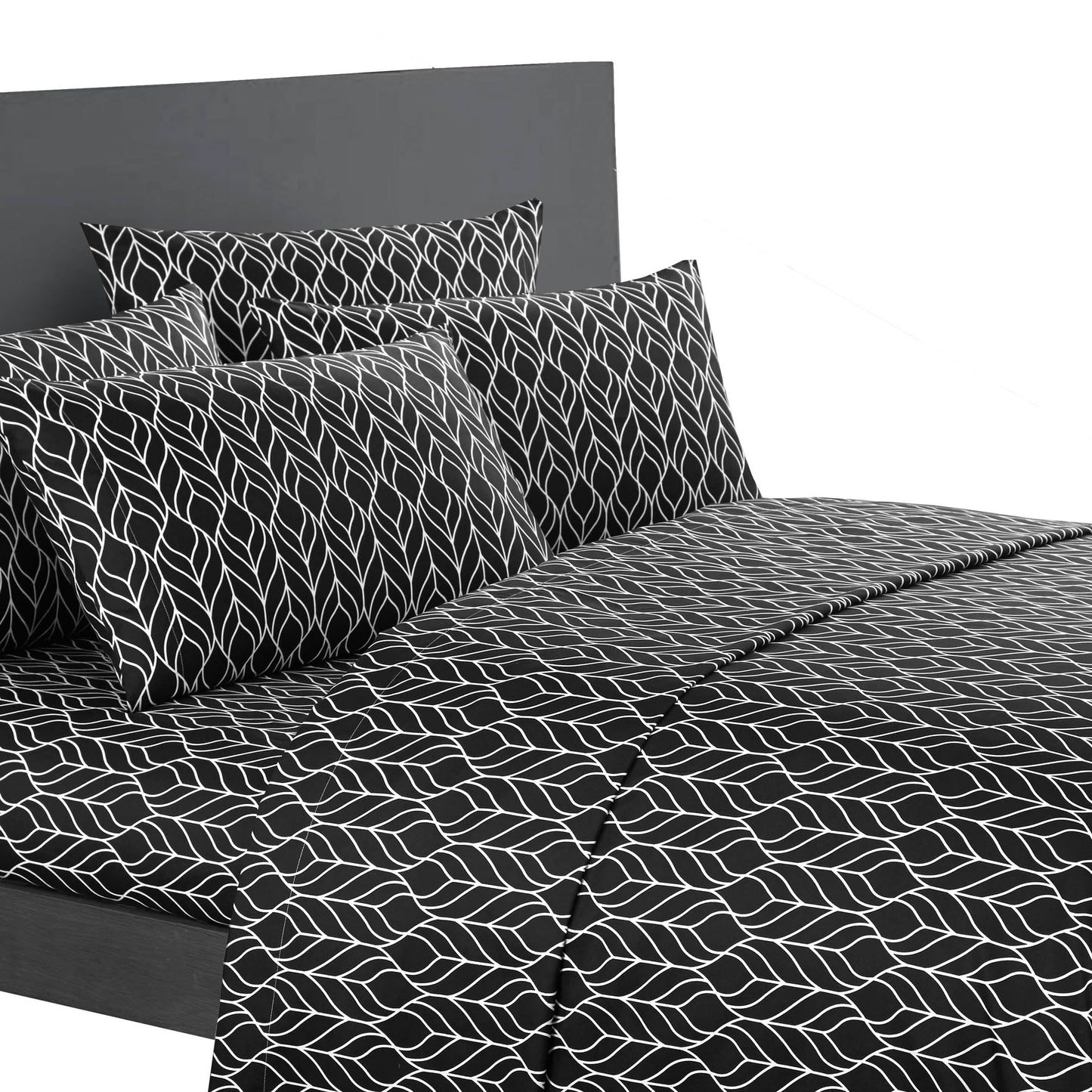 Super Soft Two-Tone Geometric Leaf Pattern Sheet Set