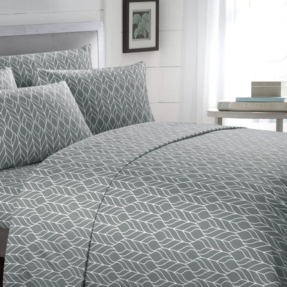 Super Soft Two-Tone Geometric Leaf Pattern Sheet Set