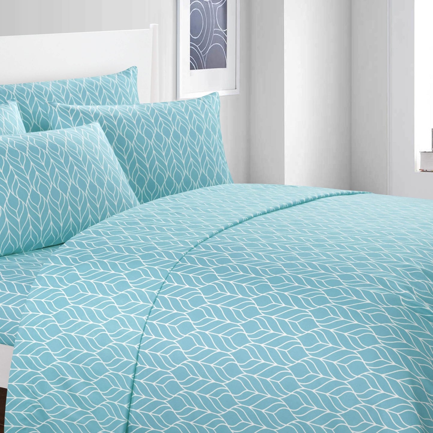 Super Soft Two-Tone Geometric Leaf Pattern Sheet Set