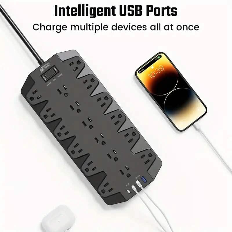 Superdanny 18 AC Outlets Surge Protector Power Strip with 2 USB C and 2 USB A Ports