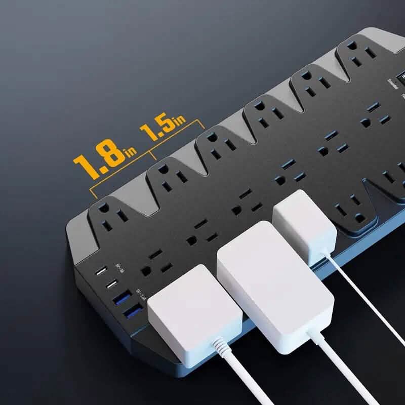 Superdanny 18 AC Outlets Surge Protector Power Strip with 2 USB C and 2 USB A Ports