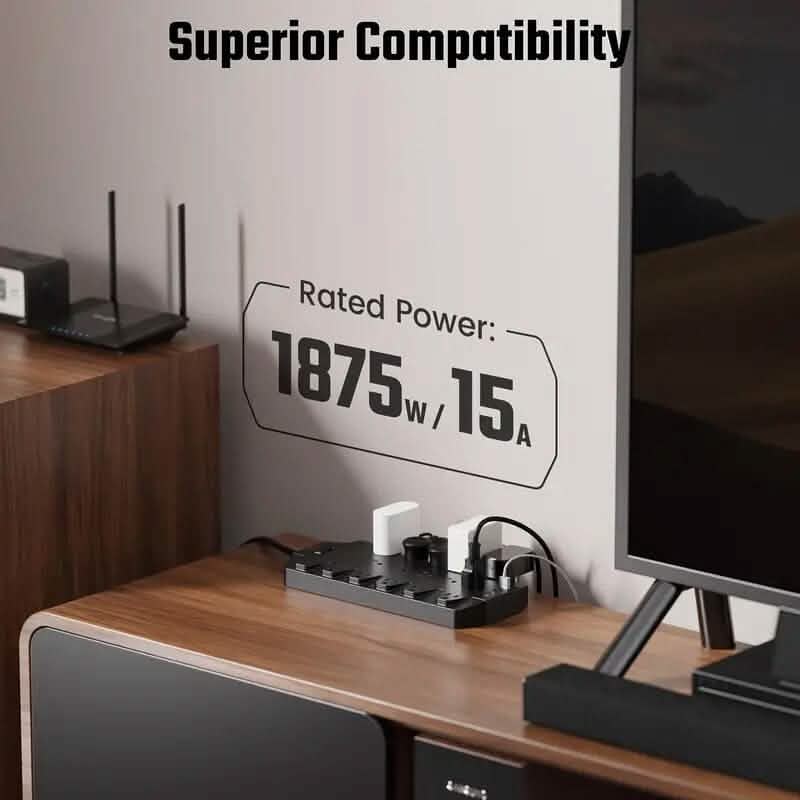 Superdanny 18 AC Outlets Surge Protector Power Strip with 2 USB C and 2 USB A Ports